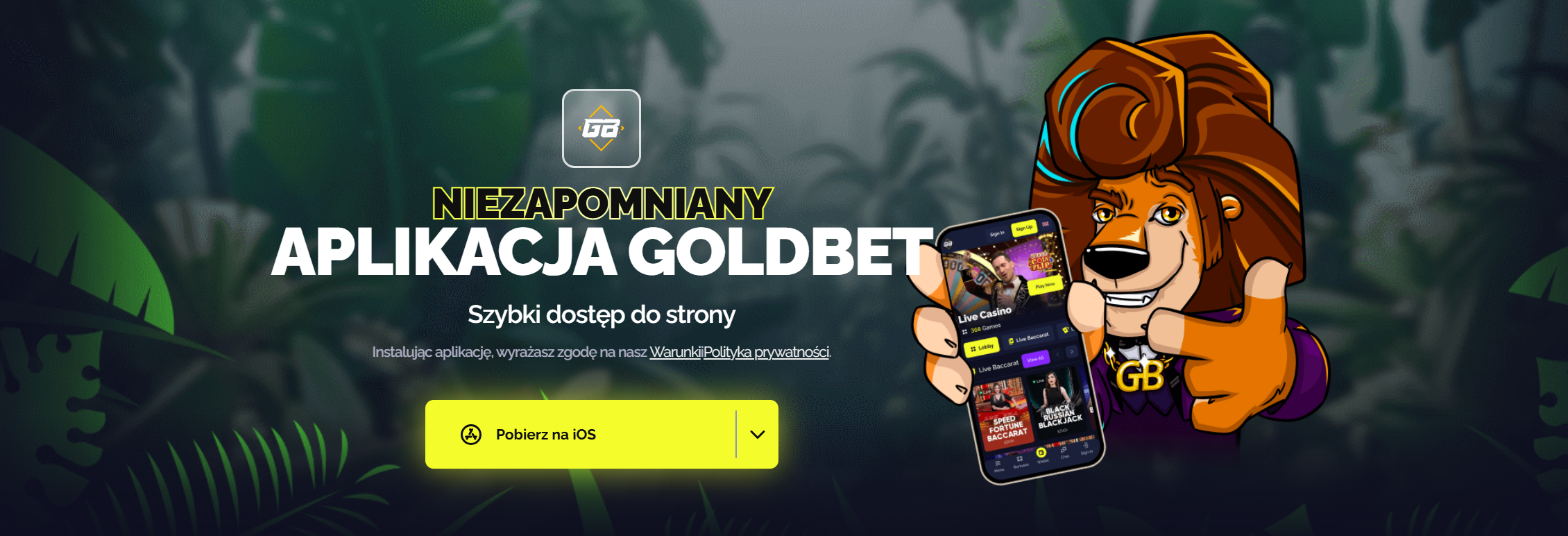 Mobilna wersja Goldbet Casino na smartfonie